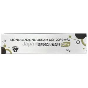 ベノアッシュ 20% クリーム, モノベンゾン 20%, Cream 30g,　製造元： Asher Pharmaceuticals, 箱表面